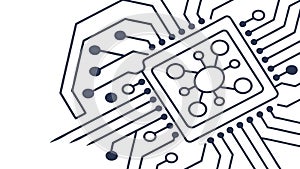 Abstract microchip with intricate circuitry, representing advanced AI technology, vector design Generative AI
