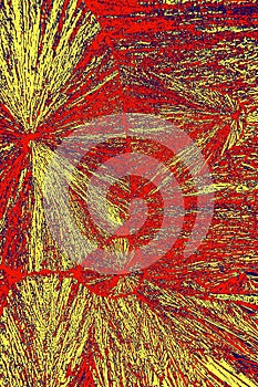 Abstract micrograph of ascorbic acid crystals in brilliant array