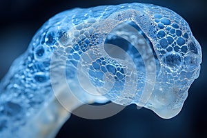 Abstract Micrographic Art of Blue Bubbly Structure for Modern Scientific Design Generative AI photo
