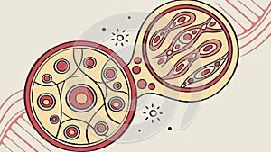 Abstract Microscopic Cell Division Illustration, vector design Generative AI