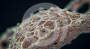 Abstract Microscopic Cellular Structure with Iridescent Bubbles