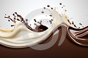 Abstract milk and chocolate wave splash ideal for creative design and artistic projects