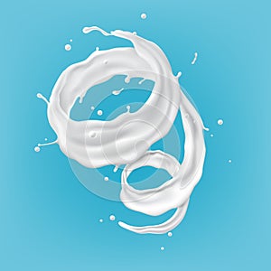 Abstract milk spiral and twisted on blue background