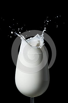 Abstract milk splash against black background