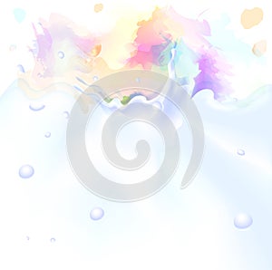 Abstract Milk Splash with Watercolor Art Background - Vector illustration