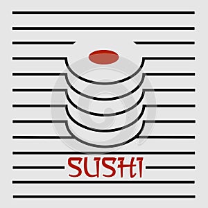 Abstract minimal Asian kitchen with sushi shape lines