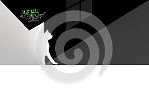 Abstract minimal cat contrast white or black background. Concept semitone vector.