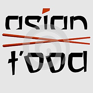 Abstract minimal lettering Logo Asian cuisine with chopsticks