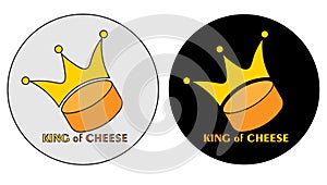 abstract minimal logo of the king of cheese with a crown in two versions