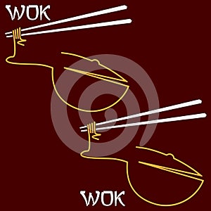 abstract minimal logo wok made of sticks and noodles