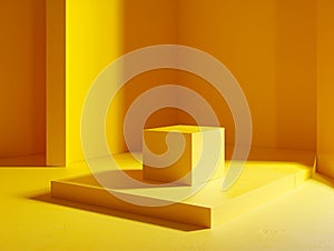 Abstract minimal scene with geometrical forms. 3d render background Generative AI