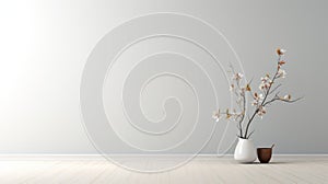 Abstract Minimalism Honeysuckle In Empty Room - 3840x2160 Royalty-free Stock Photo