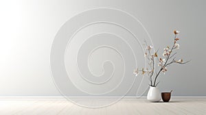 Abstract Minimalism Honeysuckle In Empty Room - 3840x2160 Royalty-free Stock Photo photo