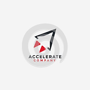 Abstract minimalist accelerate rocket logo icon vector template with negative space style