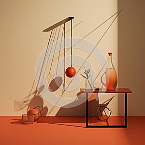 Abstract Minimalist Artwork: Intertwined Shadows of Everyday Objects