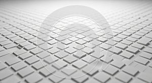 Abstract White 3D Grid of Cubes with Depth of Field Effect background texture