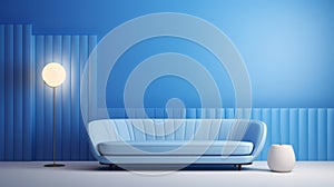 Abstract And Minimalist Couch With Blue Studio Background