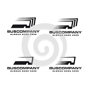 Abstract minimalist fast bus logo set template , Traveling Transportation logo set