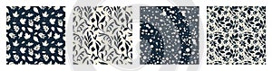 Abstract minimalist floral pattern set. Seamless botanical print.