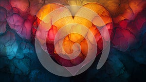 Abstract minimalist heart surrounded by fragmented dashed-line photo