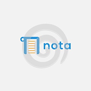Abstract minimalist letter N for nota note logo icon vector photo