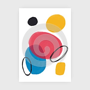 Abstract minimalist poster. Watercolor contemporary print, simple geometric shapes circles background. Vector artwork design