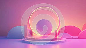 Abstract minimalist scene with geometric shapes in pastel colors. 3d rendering, abstract background