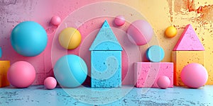 abstract minimalist shapes that play with the concept of weight and mass. photo