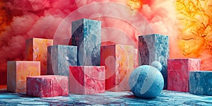 abstract minimalist shapes that play with the concept of weight and mass. photo