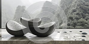 abstract minimalist shapes that play with the concept of weight and mass. photo