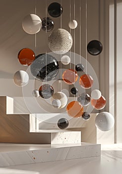 abstract minimalist shapes that play with the concept of weight and mass. photo