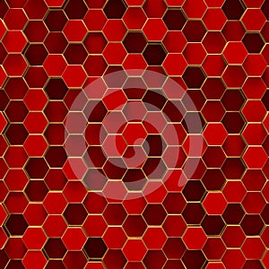 Abstract minimalistic background with red hexagons