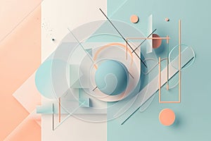 abstract minimalistic composition with deconstructed shapes and lines