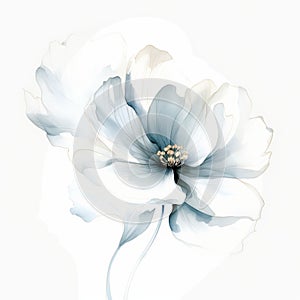 Abstract minimalistic watercolor flower, isolated on white background.