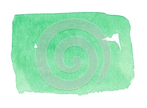 Abstract mint green watercolor background. Hand drawn watercolor spot with brush strokes