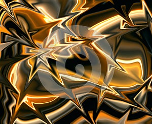 Abstract mix of golden colors. Liquid plasticine texture like broken mirror in brown, gray, golden and yellow hues.
