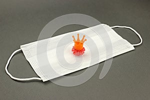 Abstract model Coronavirus on a protective gauze bandage