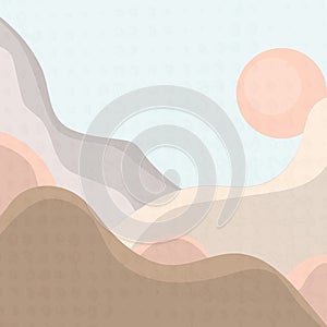 Abstract modern aesthetic landscape set with sunrise. Earth tones, pastel tones. vector illustration