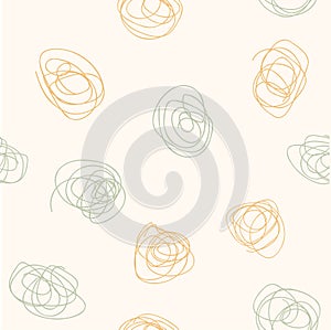 Abstract modern aesthetic seamless patterns with trendy tangled lines. Creative Scandinavian background.