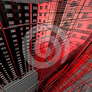 Abstract modern architecture. 3d illustration