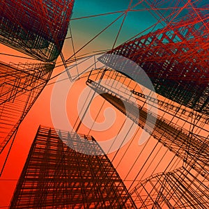 Abstract modern architecture. 3d illustration