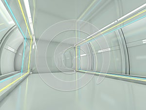 Abstract modern architecture background, empty open space interior. 3D