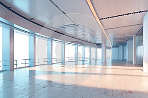 Abstract modern architecture background, empty open space interior. 3D rendering