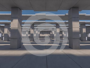 Abstract modern architecture empty background. 3D illustration