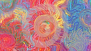 Abstract Modern art rainbow circles swirl colorful pattern
