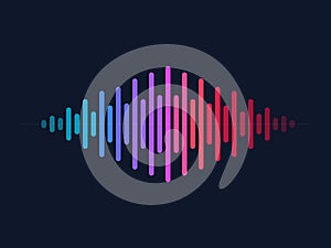 Abstract Modern Audio Sound Wave Technology Background. Voice AI Visualizer.