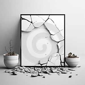 Abstract modern background, cracked earth and grey stones AI generation