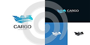 Abstract and Modern Blue Cargo Ship Logo Design