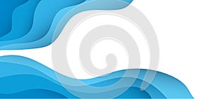 Abstract modern blue ocean wave paper style vector