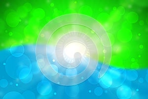 Abstract modern bokeh sunlight on blurred blue and green background texture. For design, website, banner illustration
